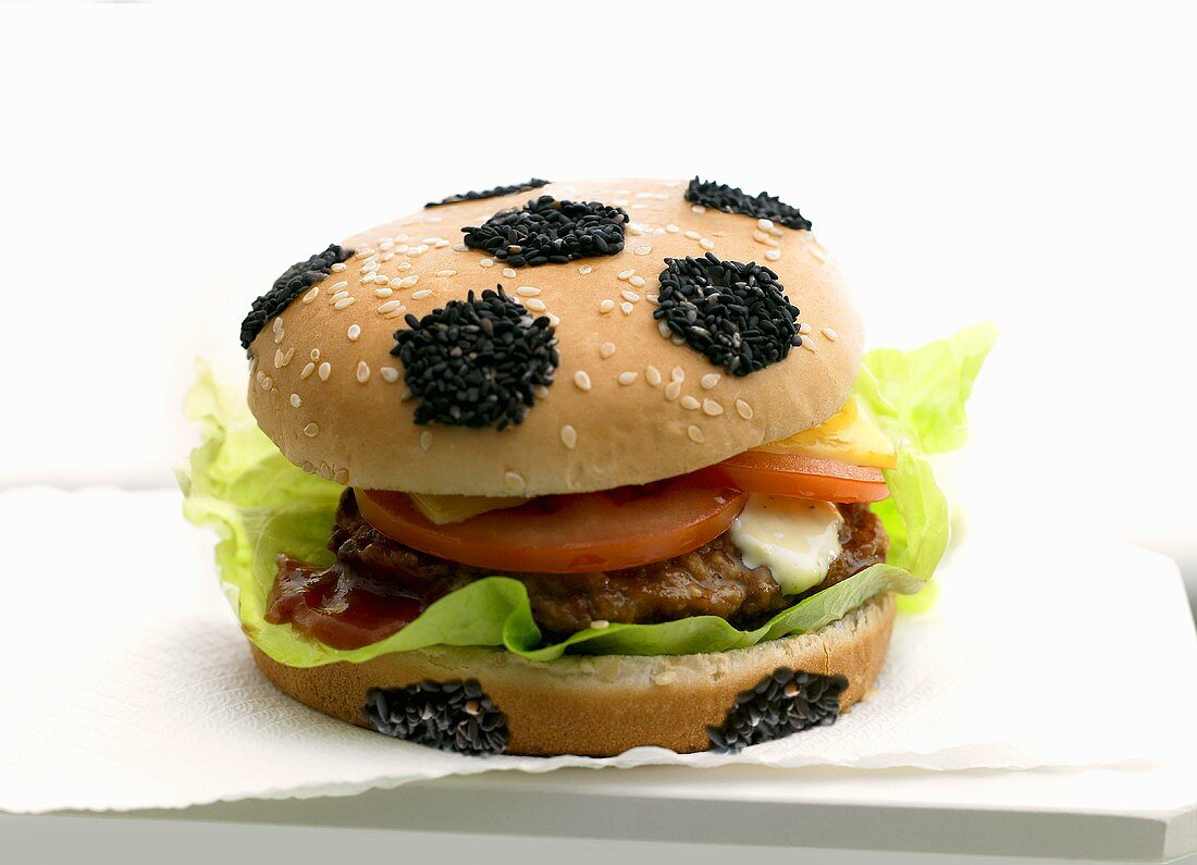 Burger in 'football' bun
