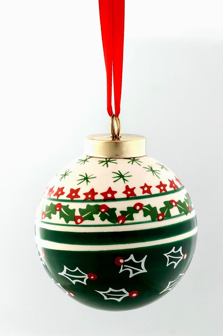 A Christmas bauble (green and white)