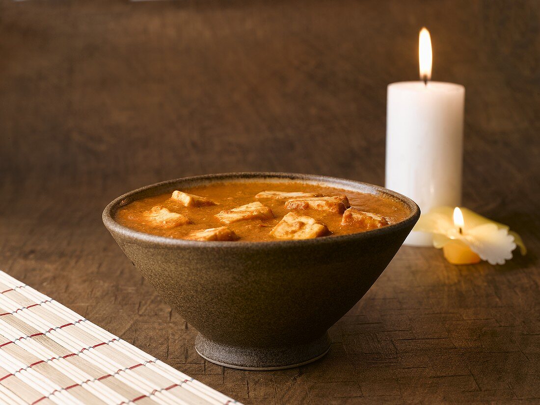 Paneer makhni (Grilled cheese in tomato sauce, India)