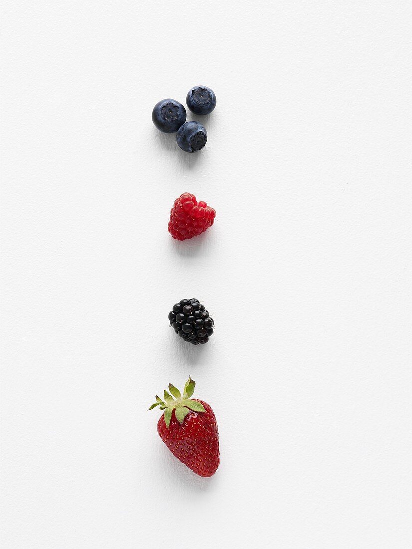 Blueberries, raspberry, blackberry and strawberry