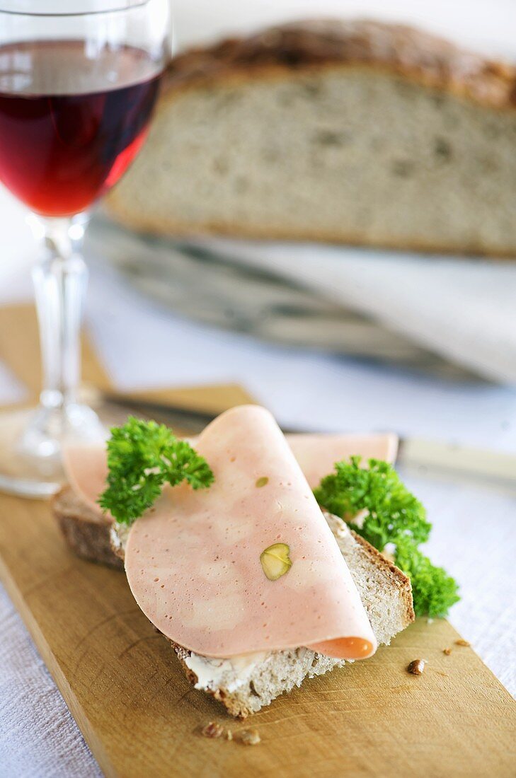 Mortadella on bread