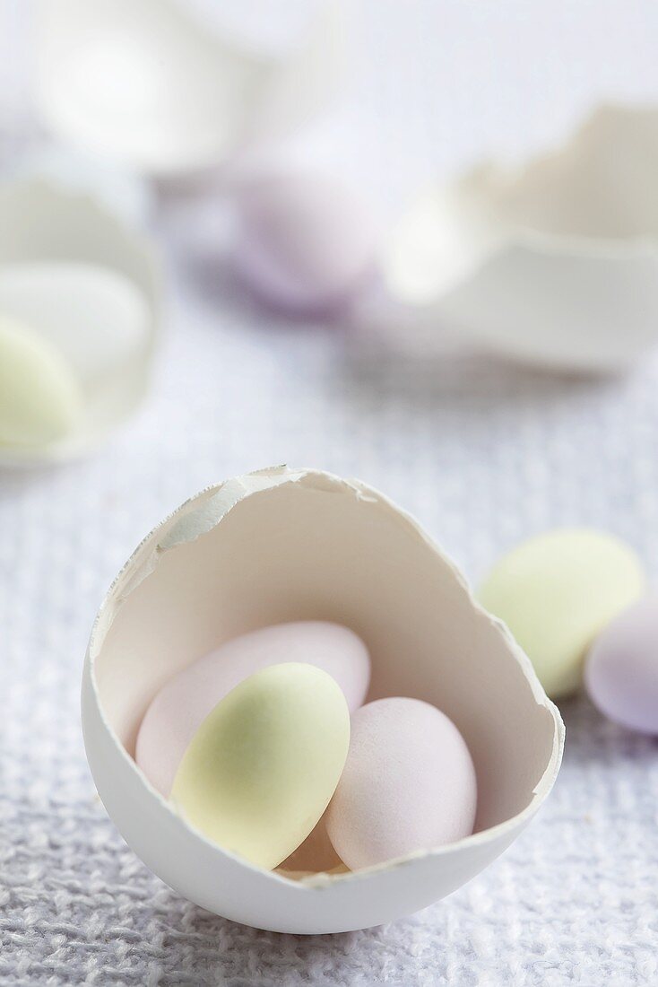 Sugar eggs in eggshells