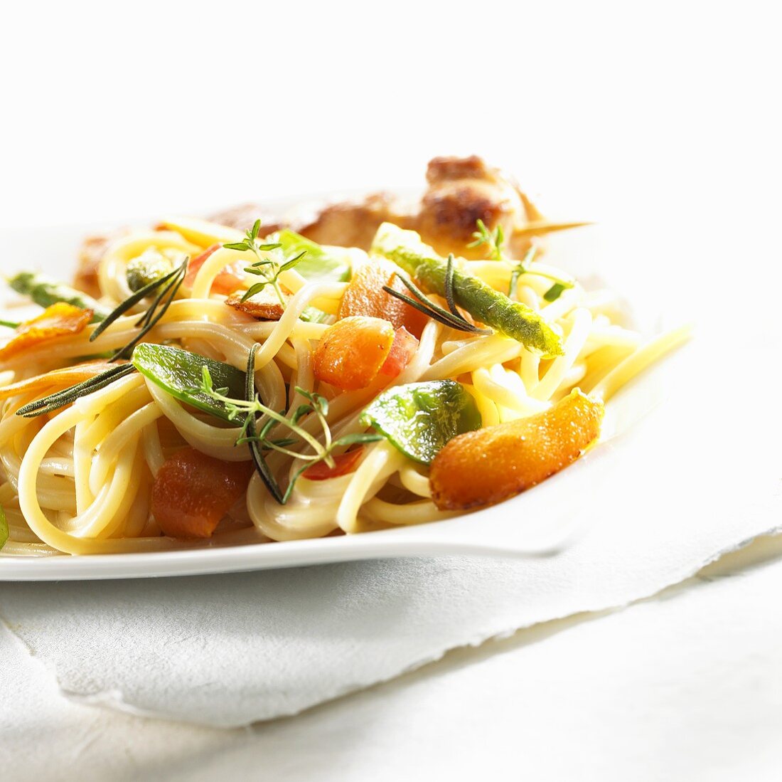 Linguine mit Hähnchen (in Bacardi mariniert) und Kokos-Limetten-Sauce