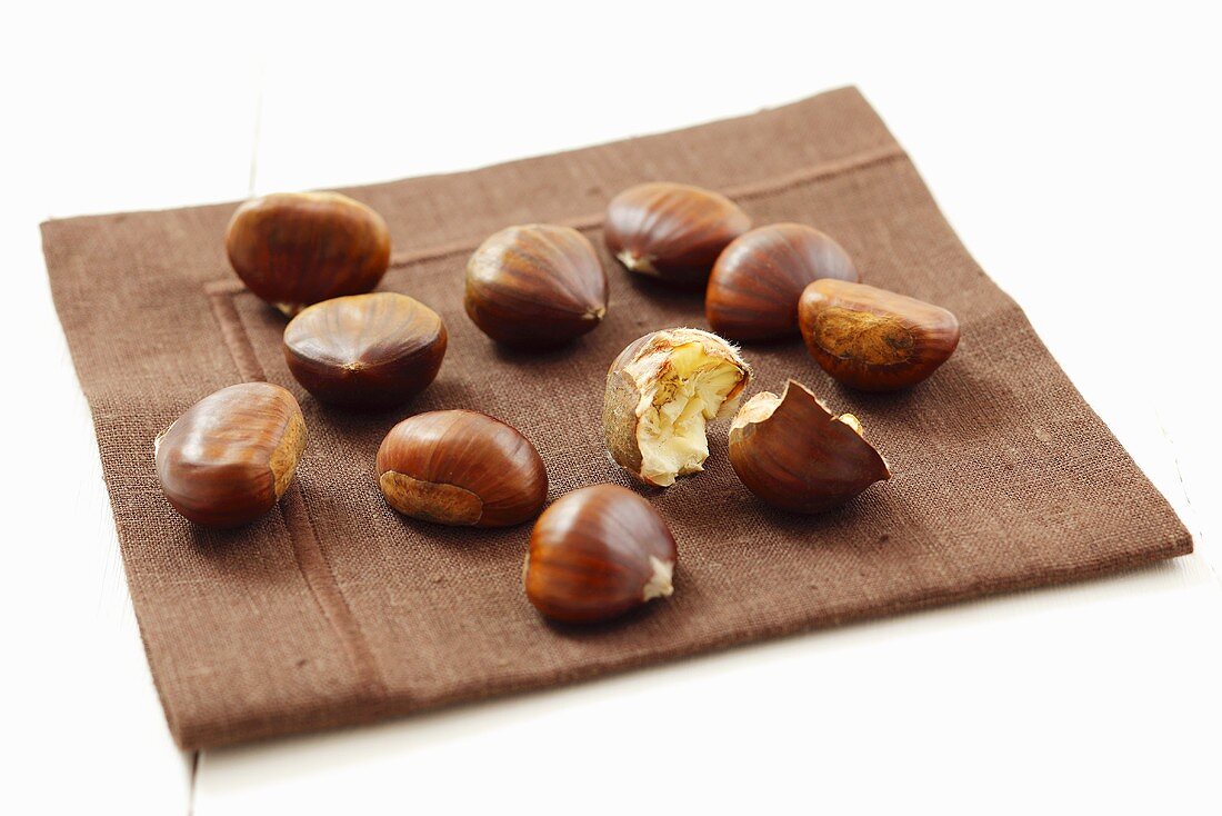 Chestnuts on brown napkin