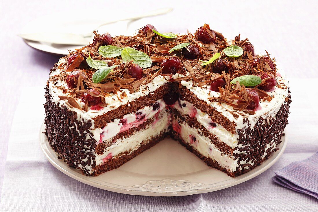 Black Forest gateau, a piece removed