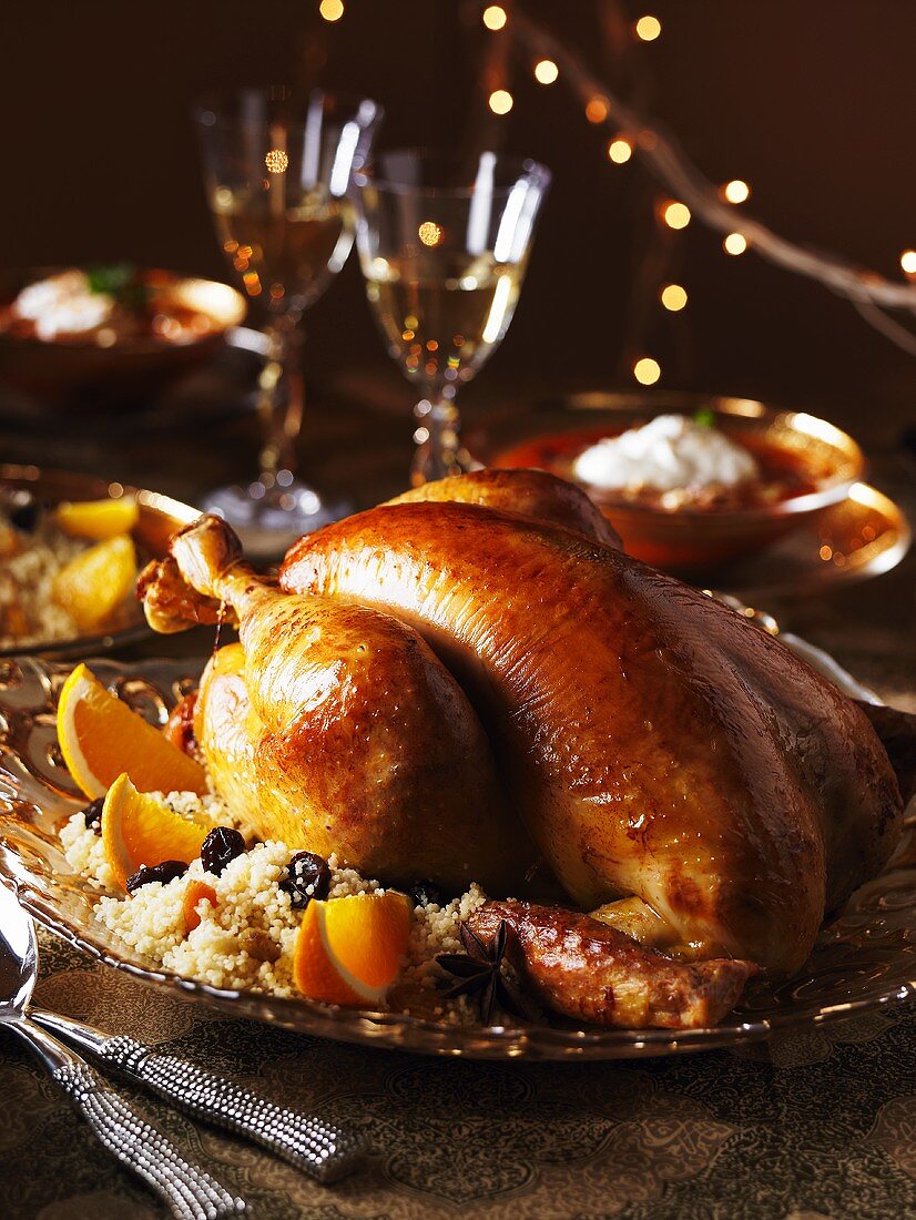 Roast capon with couscous (Christmas)