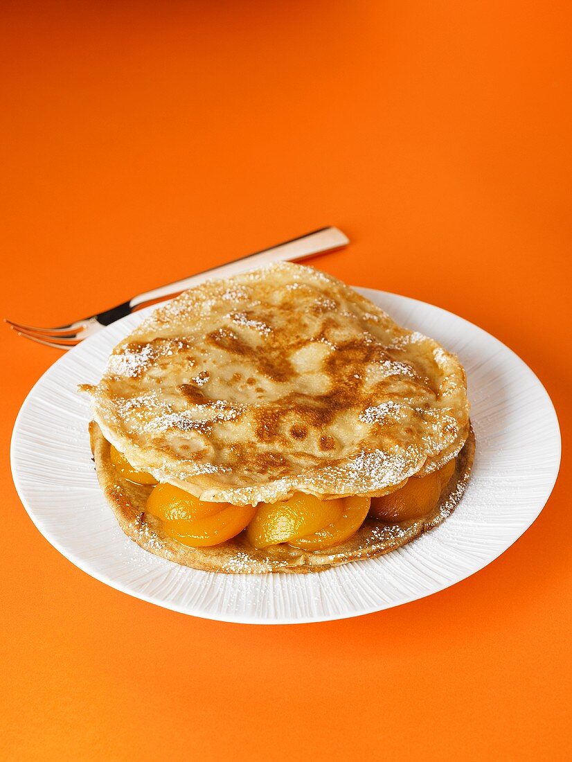 Pancakes with apricots