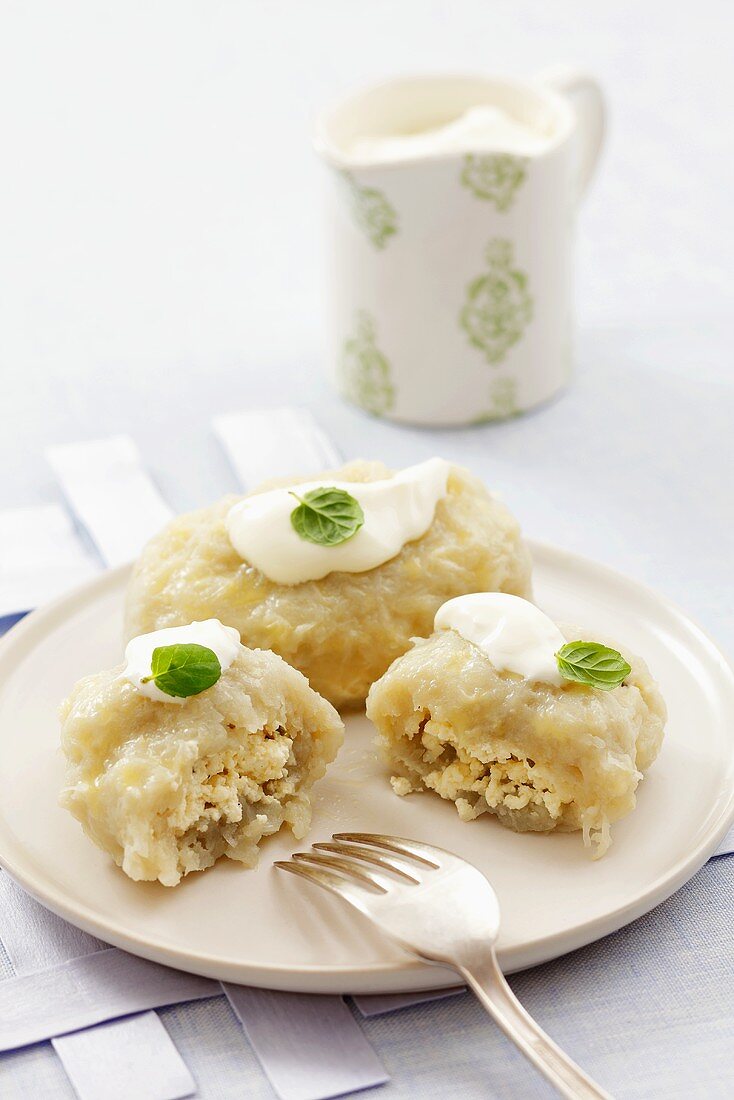 Potato dumplings with quark filling