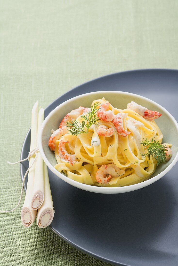 Tagliatelle with crayfish and lemon grass