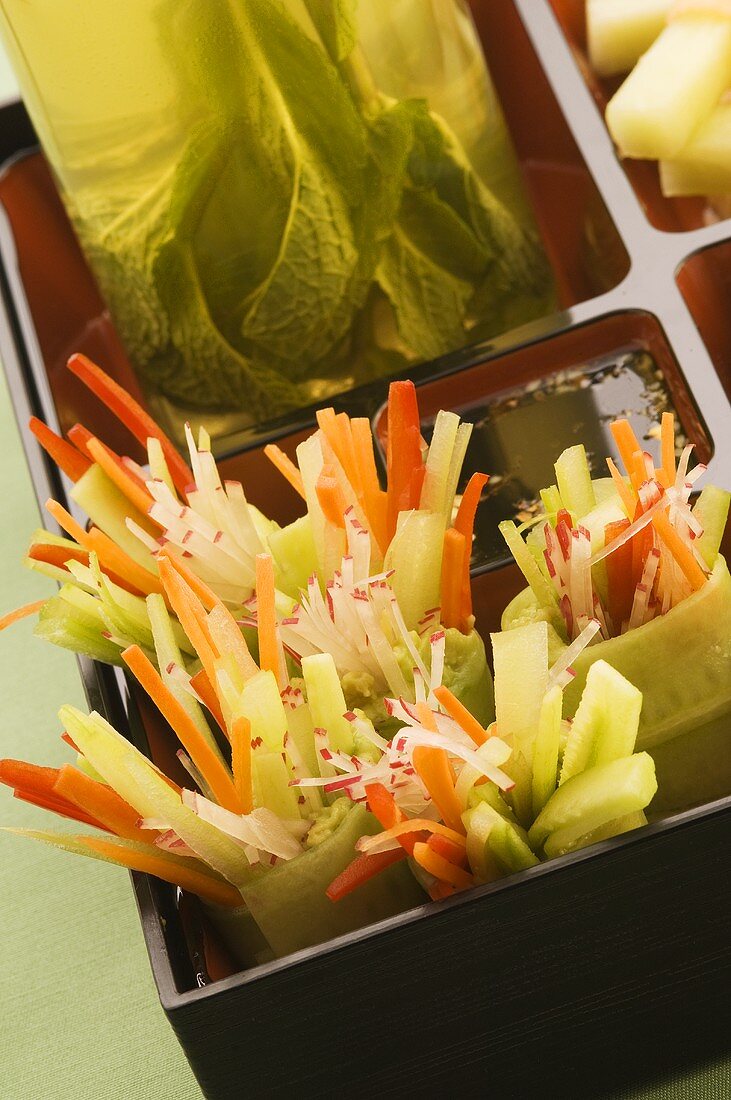 Vegetable sticks in bento box