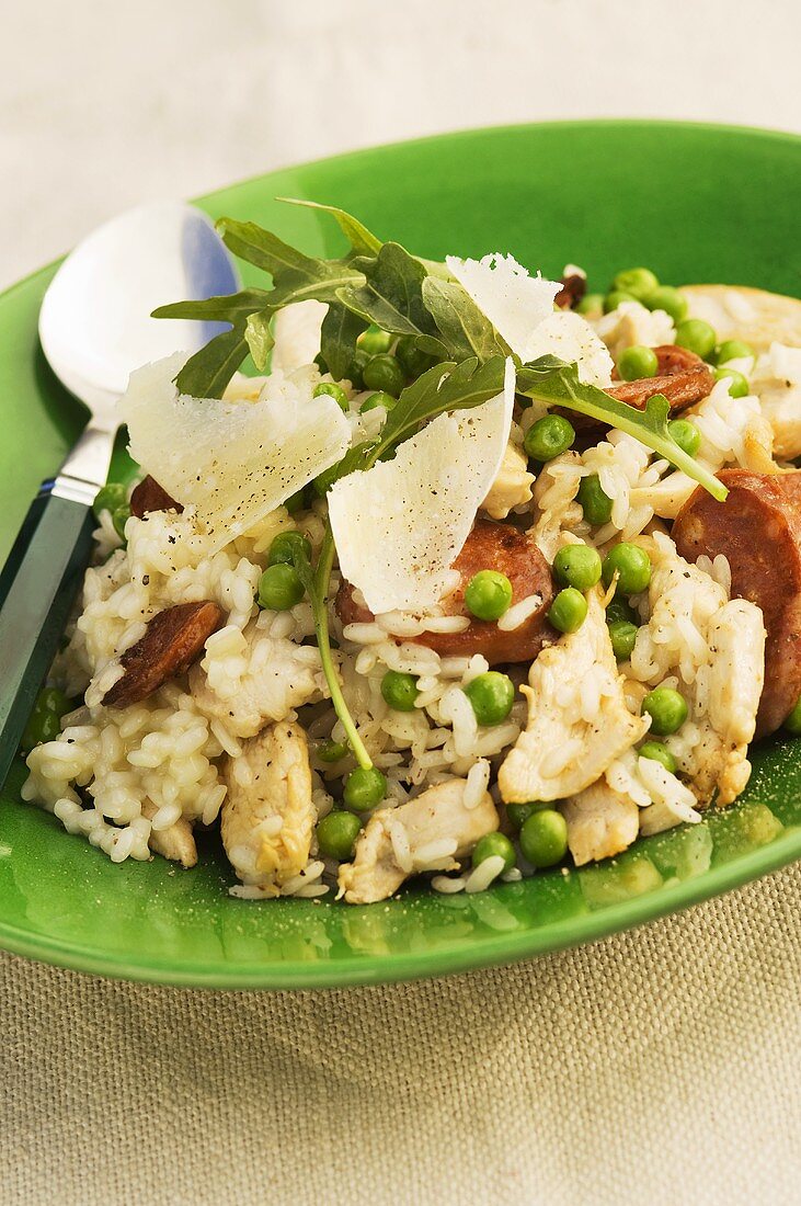 Chicken risotto with peas