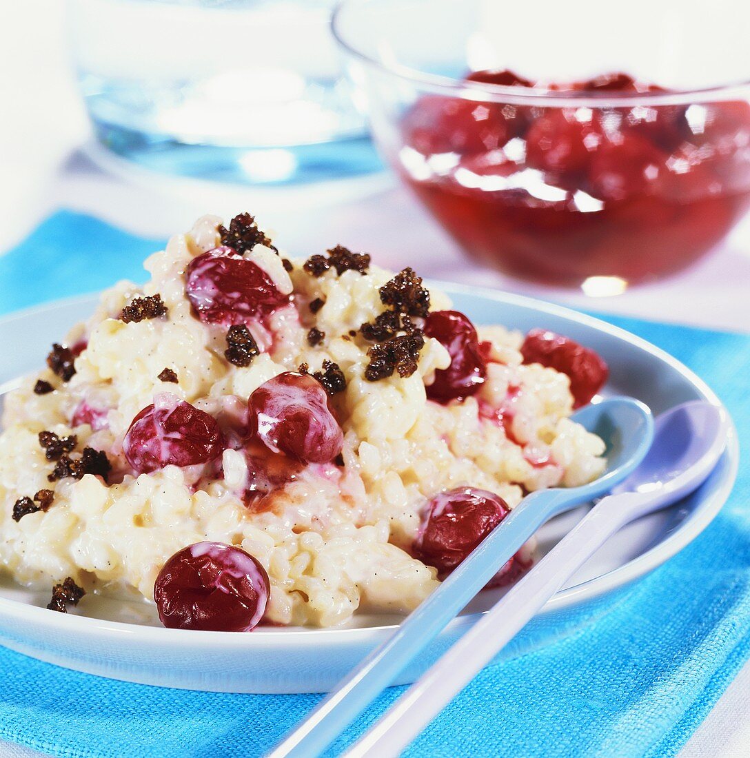 Cherry risotto with crunchy breadcrumbs