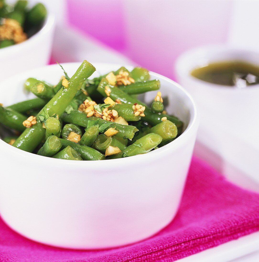 Green bean salad with sesame and coriander