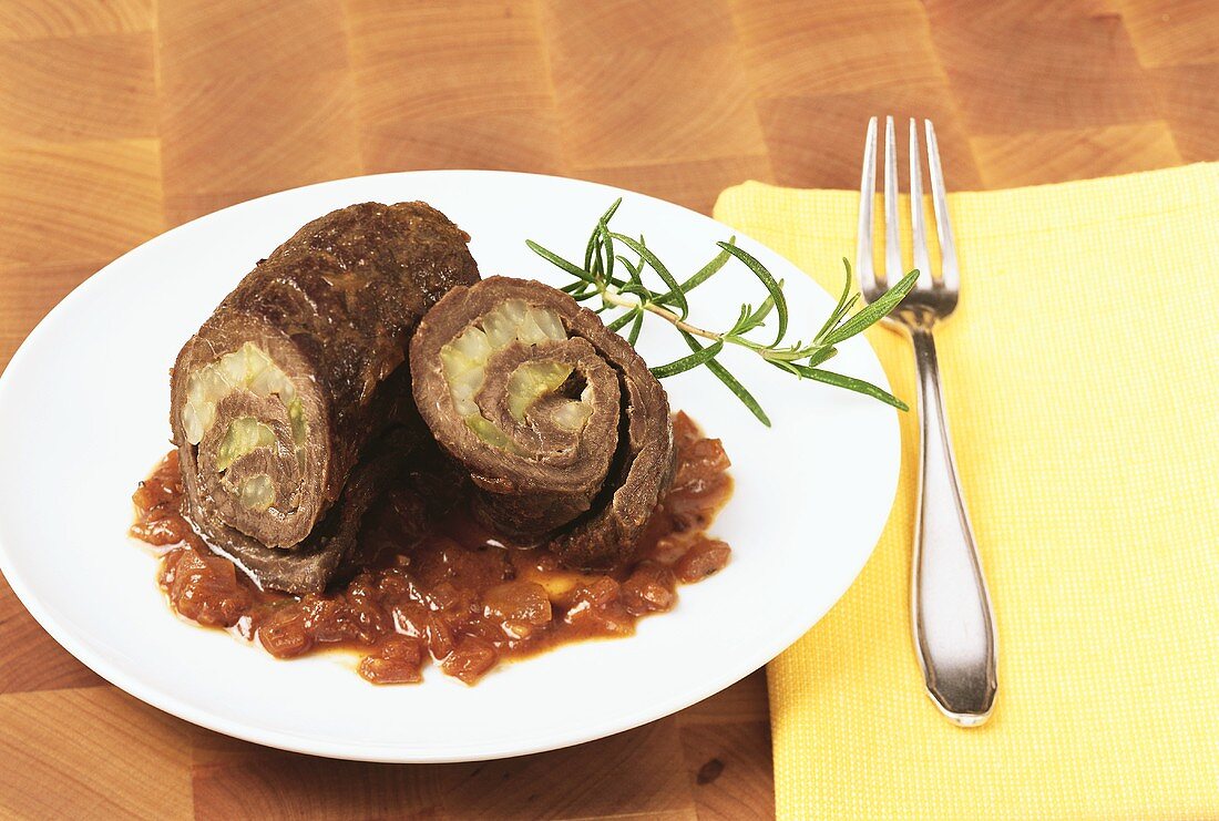 Beef roulade with celery
