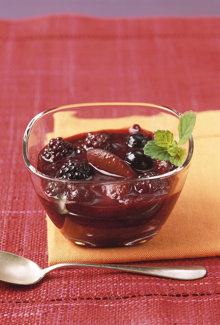 Blue fruit compote