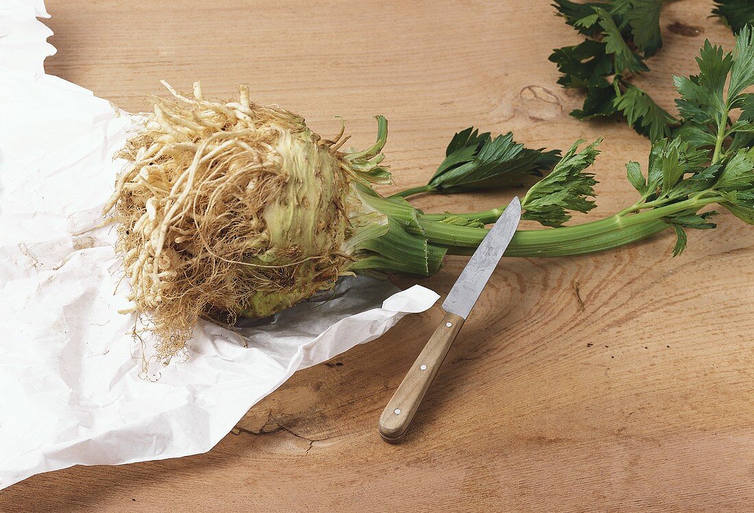 Celeriac with leaves