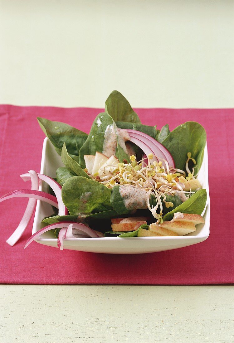 Spinach salad with sprouts