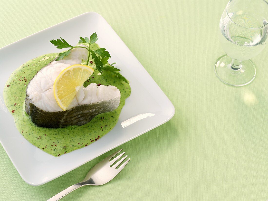 Cod cutlet with parsley sauce