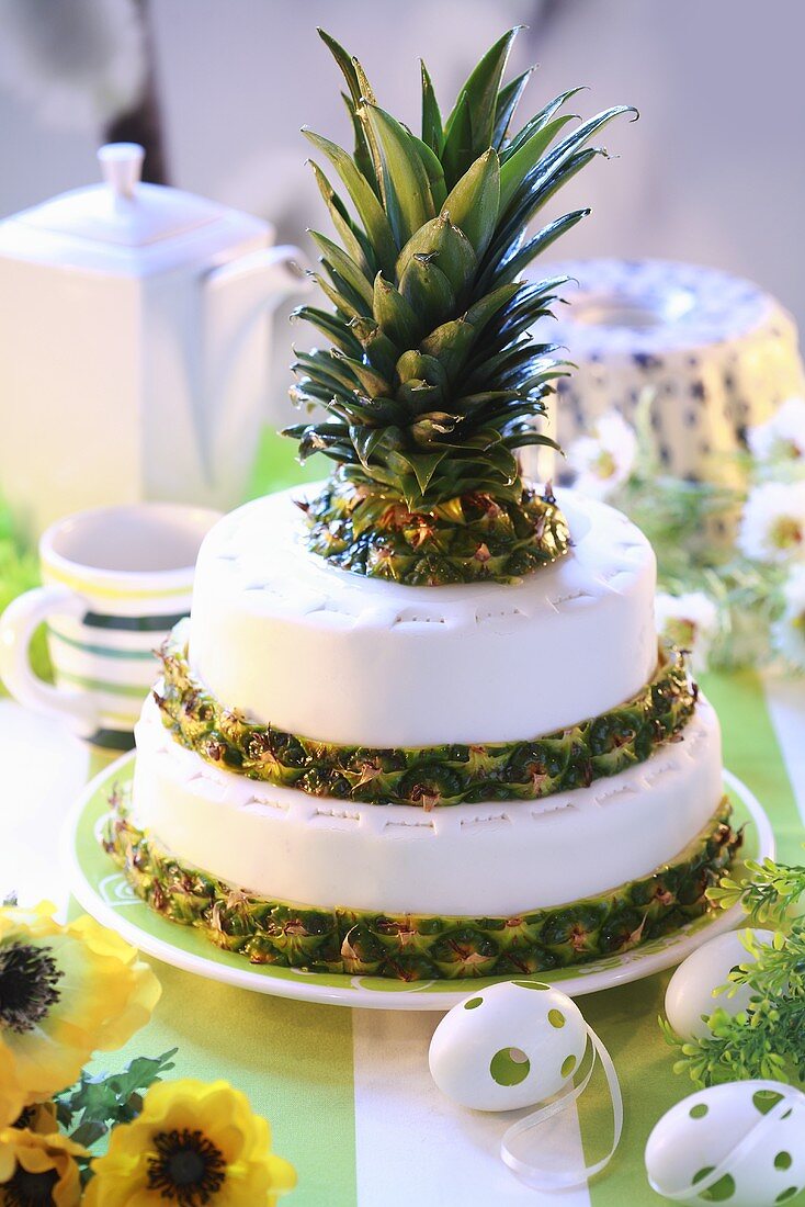 Two-tiered pineapple cake