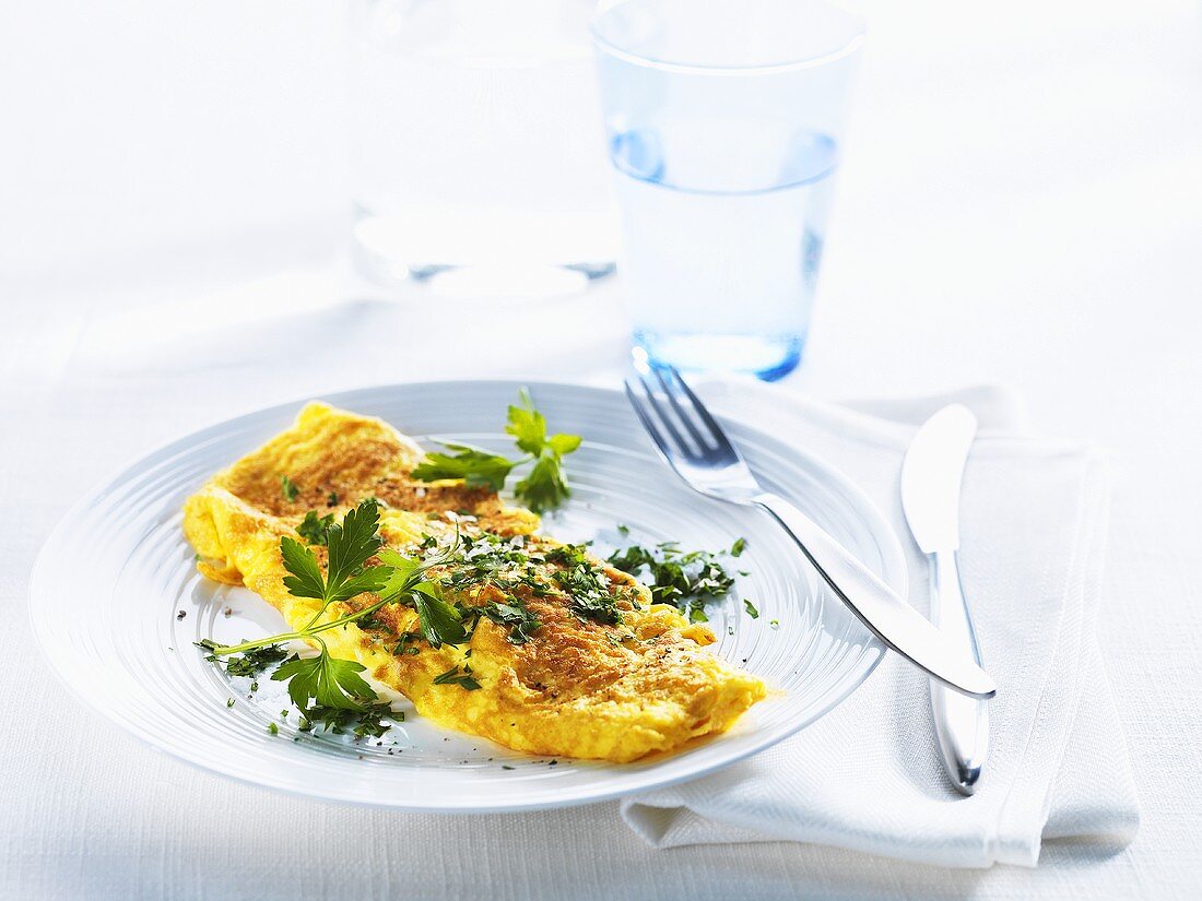 Omelette with fresh parsley