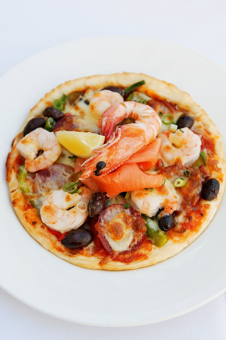 Seafood pizza