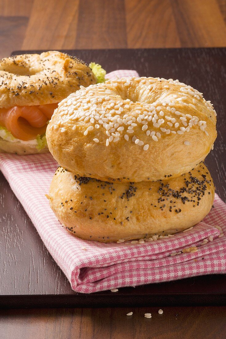 Poppy seed and sesame bagels