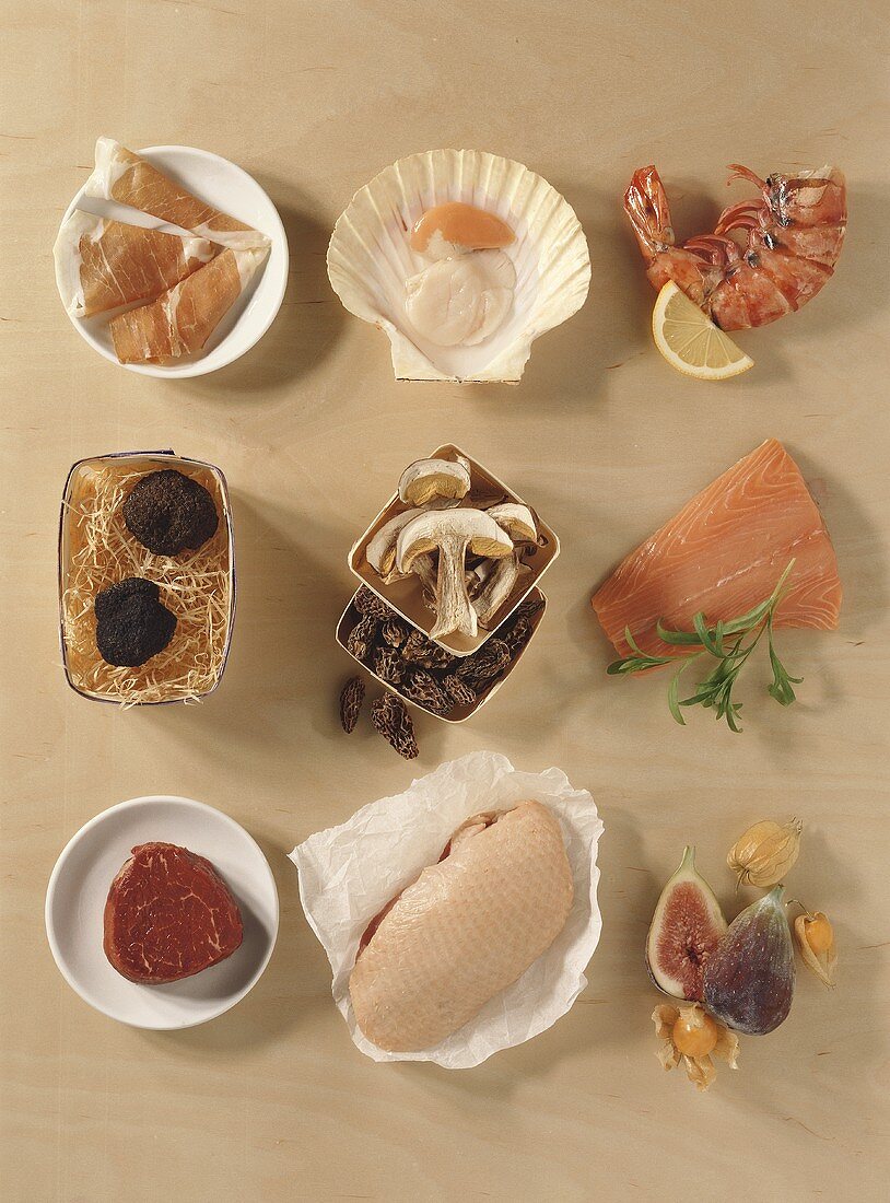 Various ingredients for luxury dishes