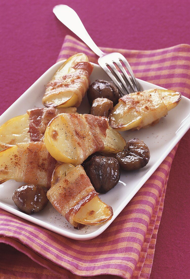 Potatoes with bacon and chestnuts