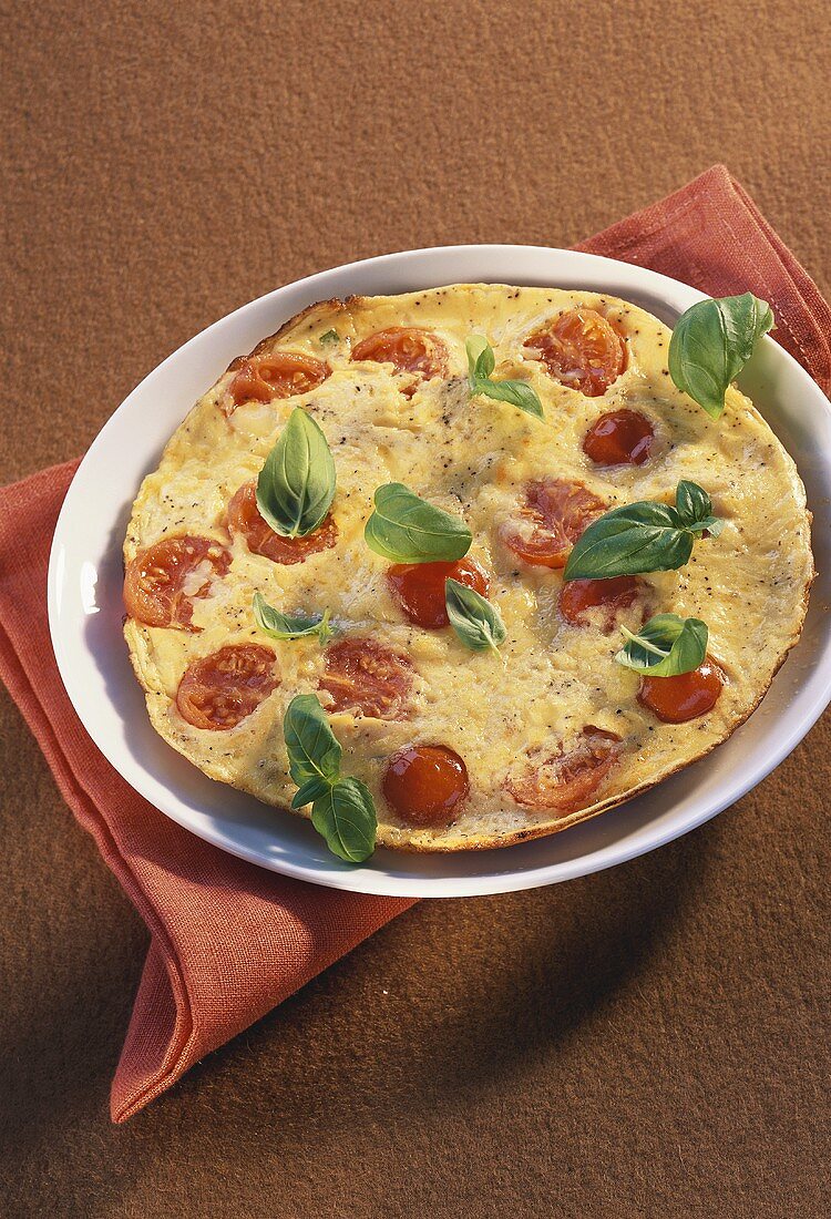 Tomato tortilla with basil