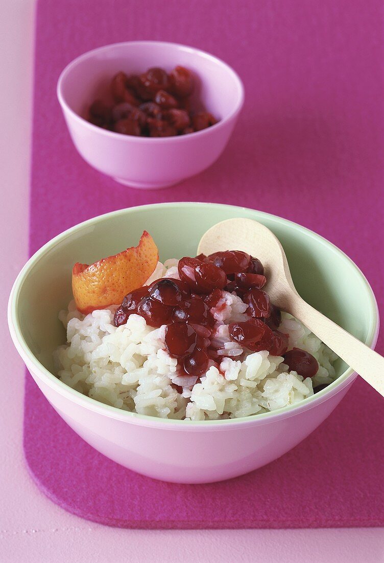 Rice pudding with cranberries