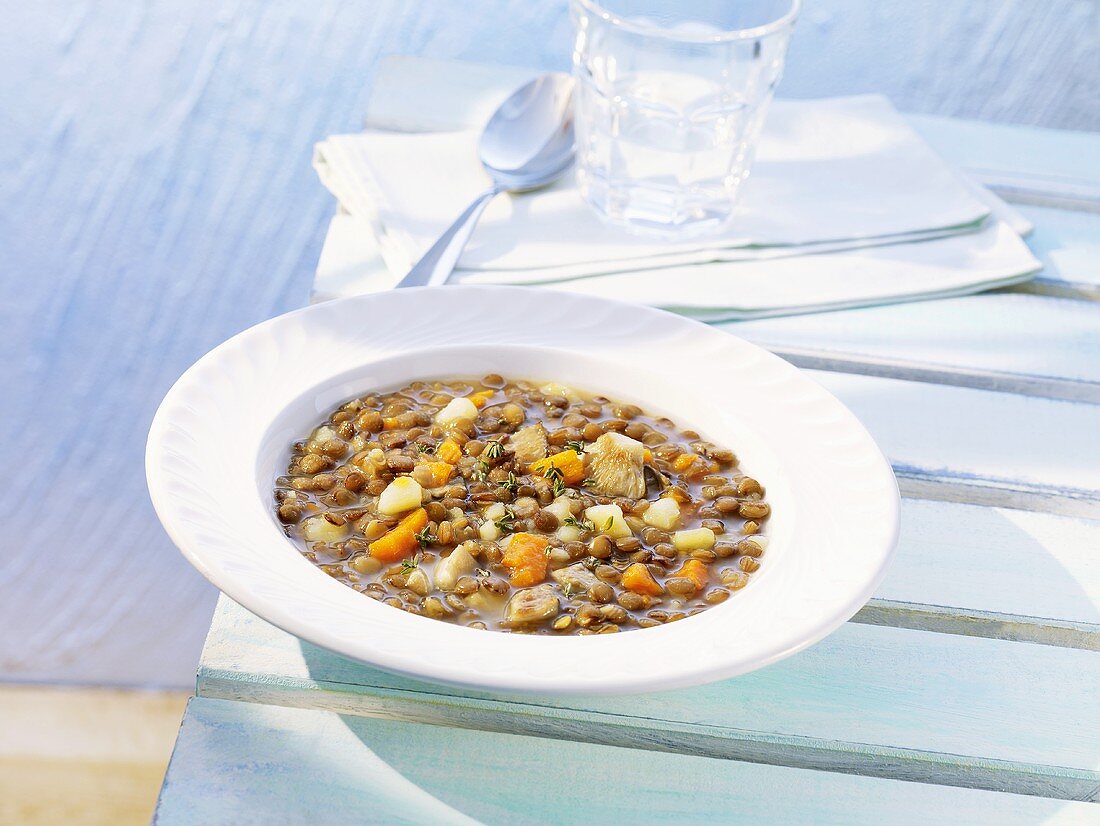 Lentil and mushroom soup