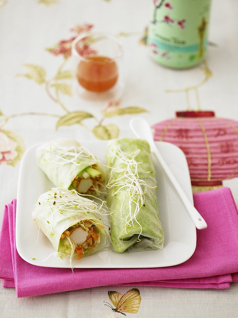 Spring rolls with surimi filling