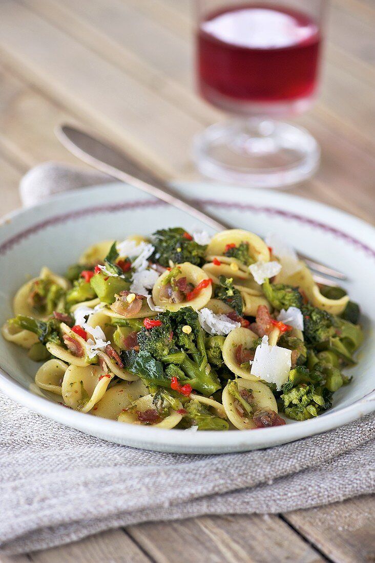 Orecchiette with broccoli, pancetta and Parmesan