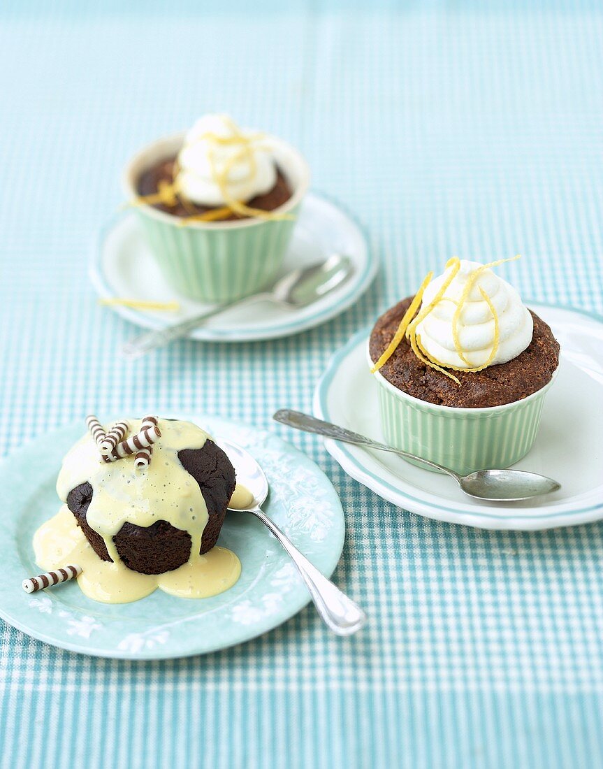 Chocolate pudding cupcakes and limoncello cupcakes