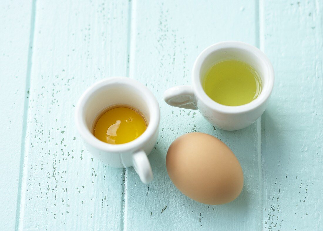 Egg yolk and egg white, separated, and whole egg