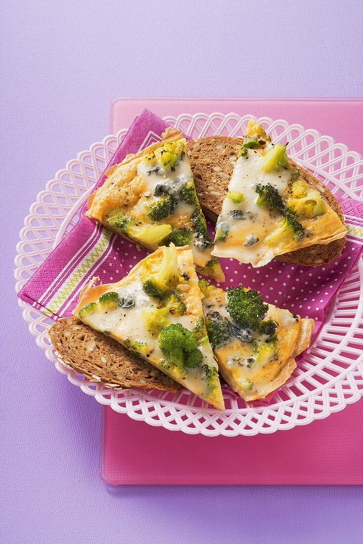 Broccoli frittata on wholemeal bread