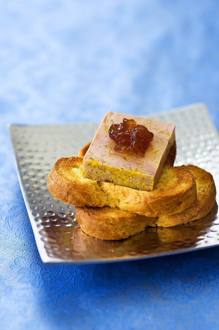Foie gras on slices of brioche