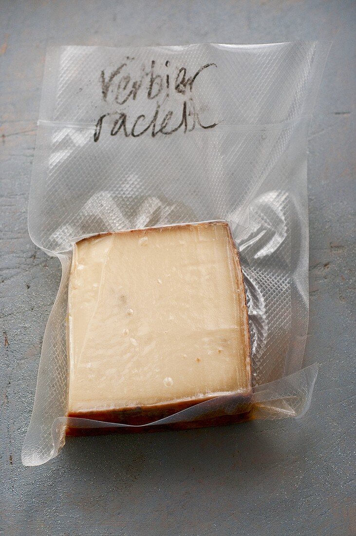 Raclette cheese from Verbier (Switzerland), vacuum packed