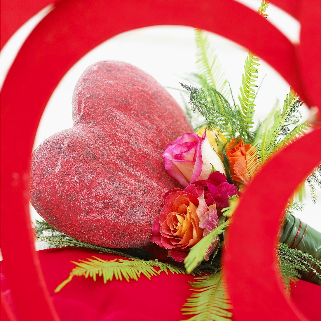 Posy of flowers with heart for Valentine's Day