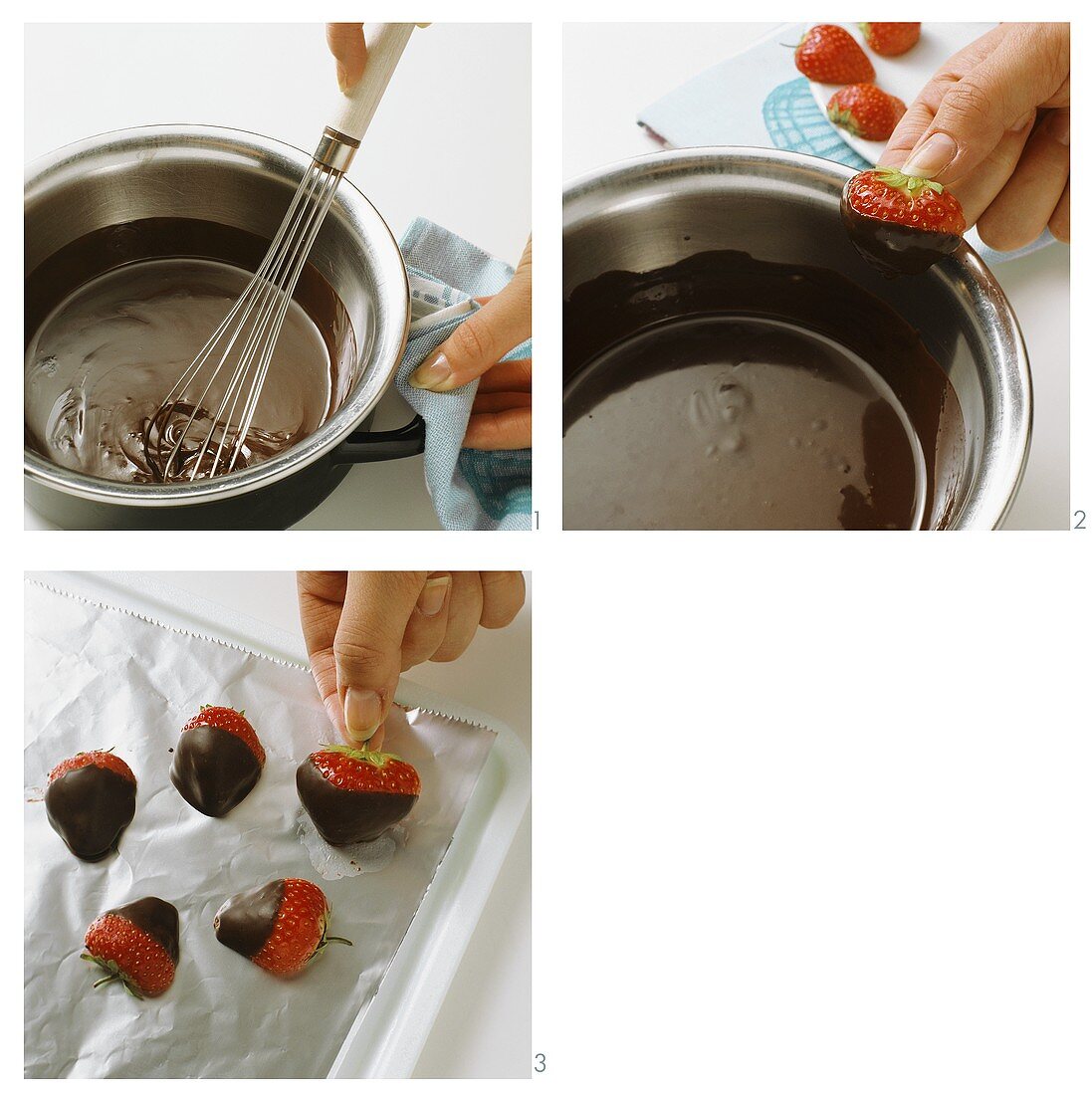 Making chocolate-dipped strawberries