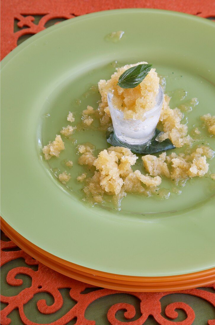 Melon and basil granita