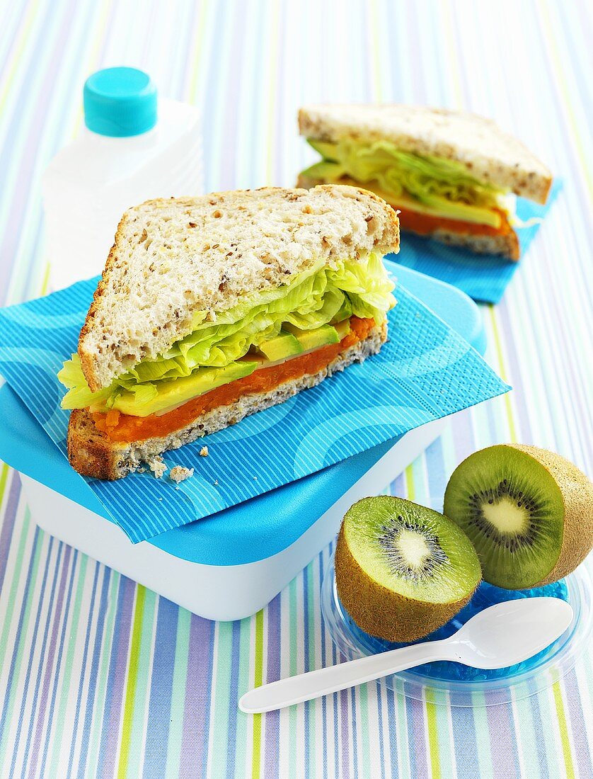 Sweet potato and avocado sandwiches for lunch