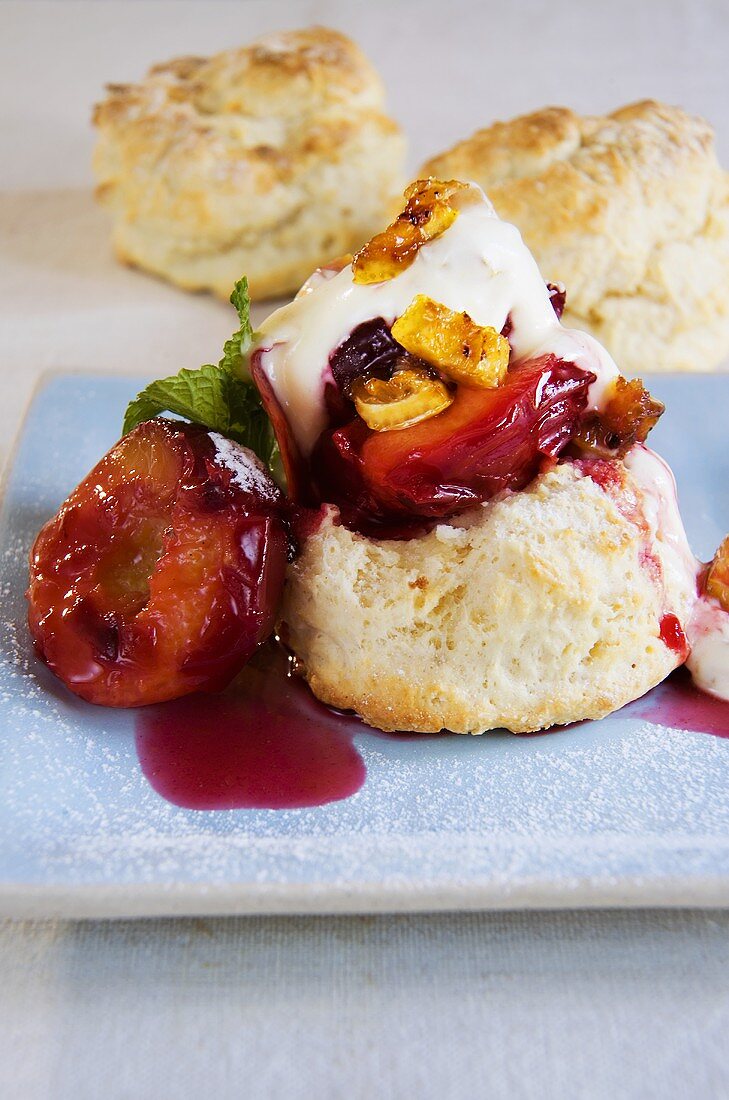 Buttermilk scones with plums