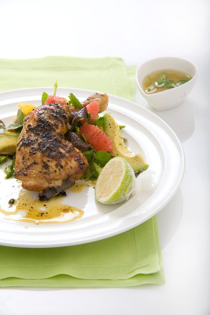 Margarita chicken with grapefruit & avocado salad and tequila dressing