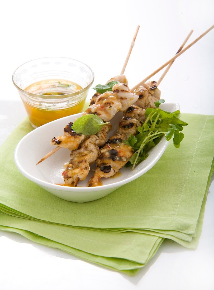Chicken skewers with sweet chilli sauce