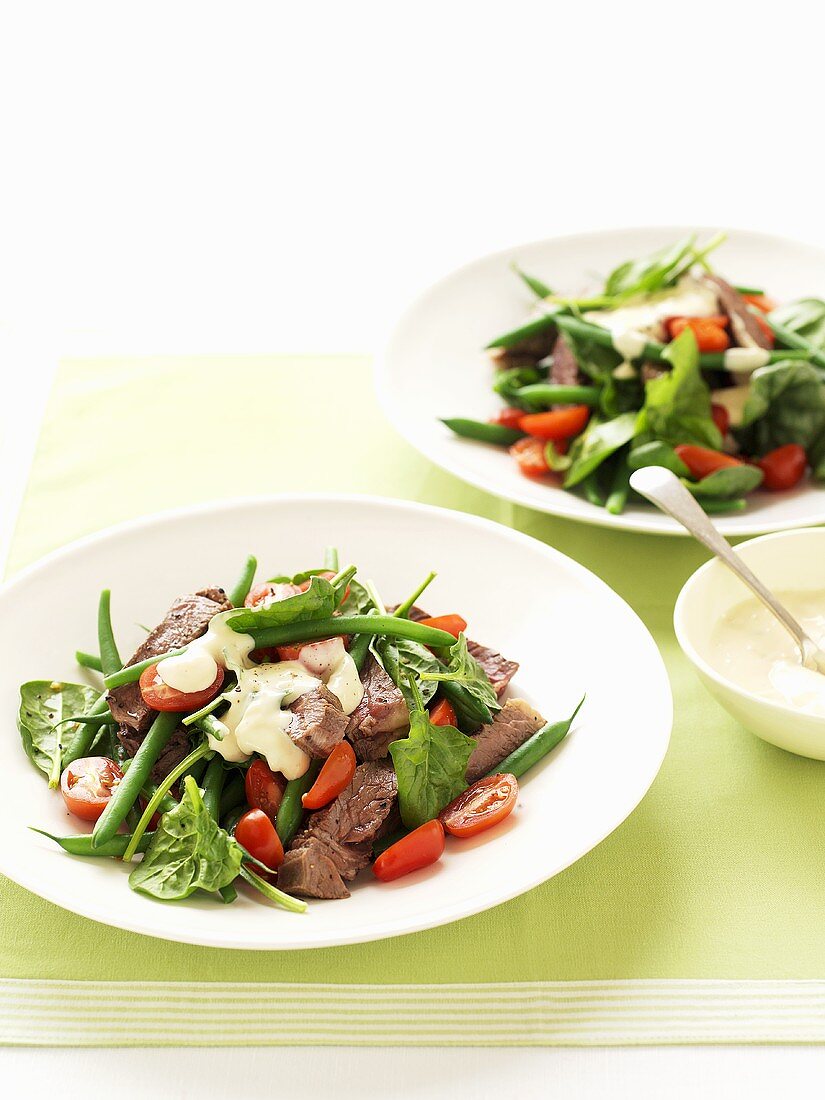 Beef, green bean and tomato salad