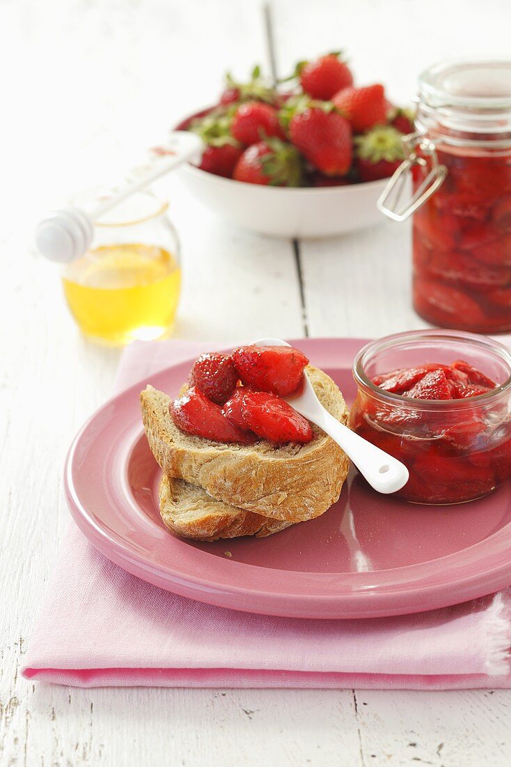 Strawberry jam and honey