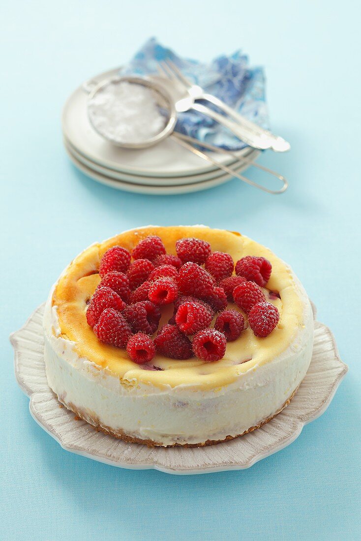 Käsekuchen mit Himbeeren