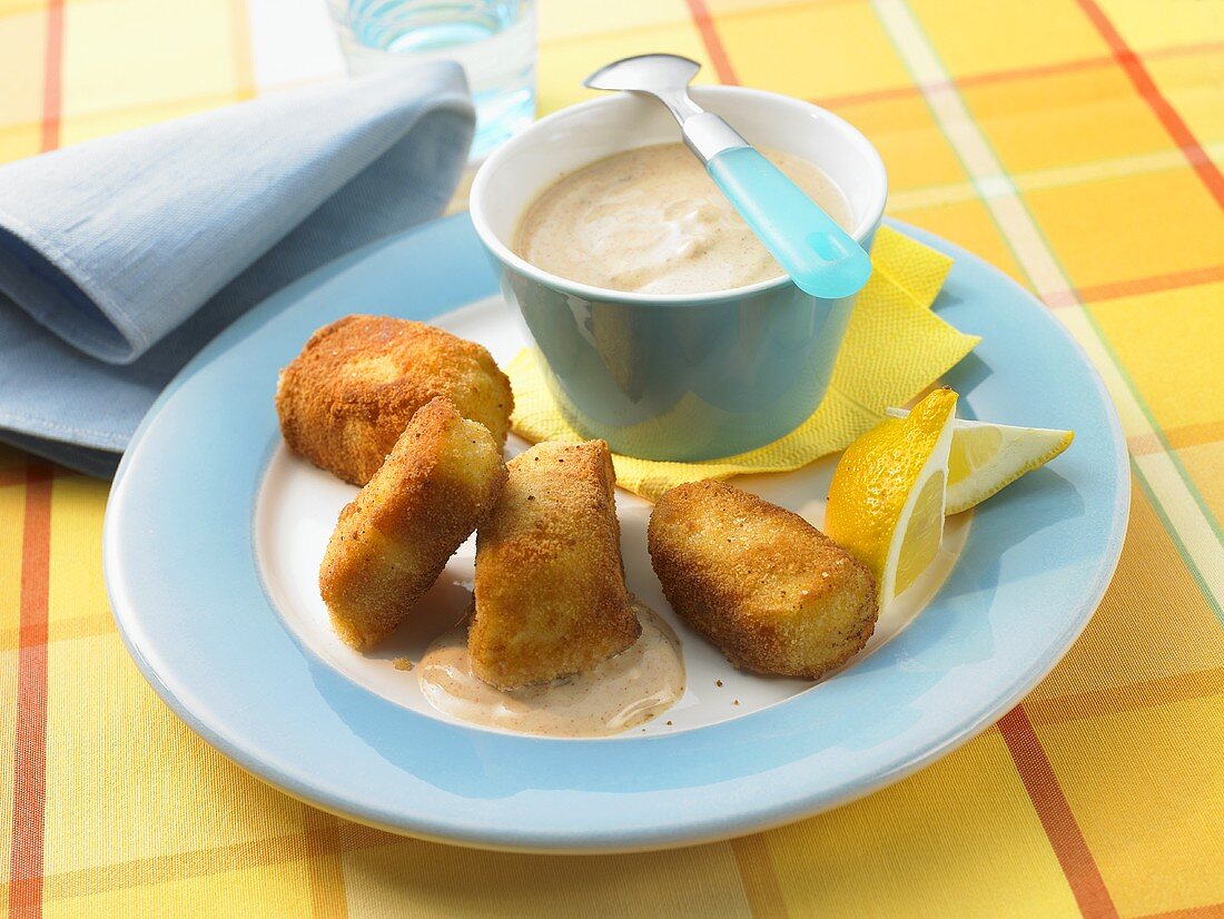 Fish nuggets with sauce