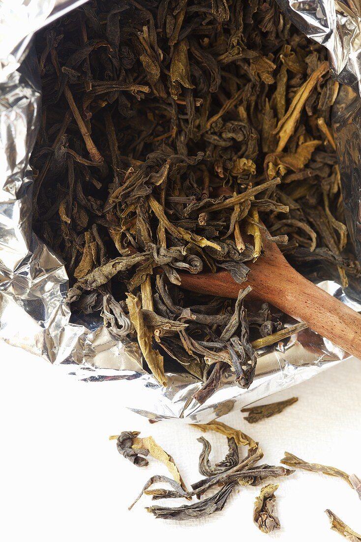 Green tea from Sri Lanka in foil